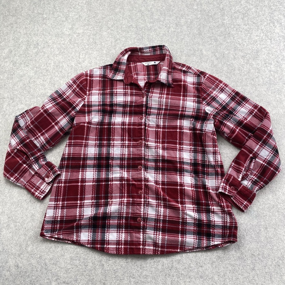 Riders By Lee Button Up Shirt Womens Large Red Plaid Fleece Long Sleeve OJ2-17H